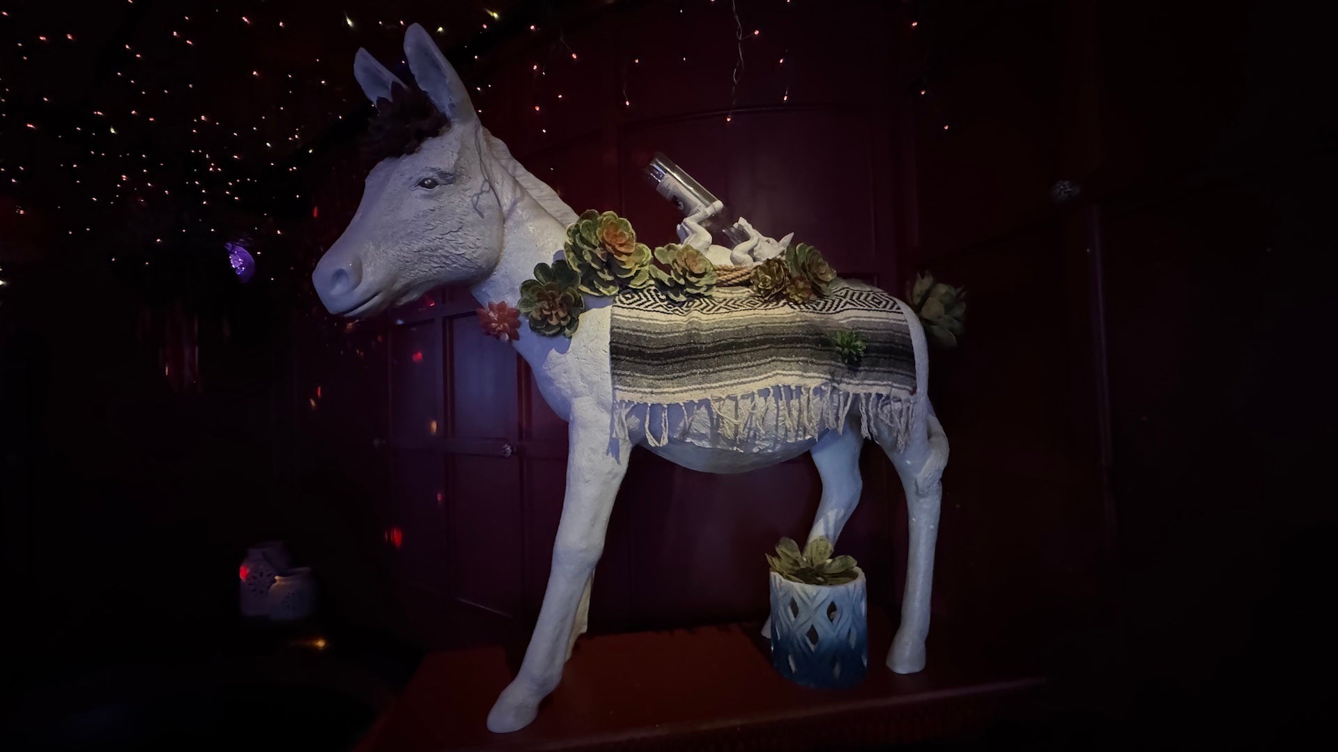 White donkey statue in a bar in las vegas